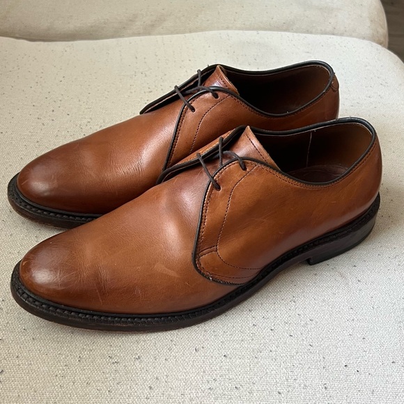 Allen Edmonds Jomoc Brown Leather Plain Toe Derby Dress Shoes - Men's Size 9 D - Picture 2 of 6